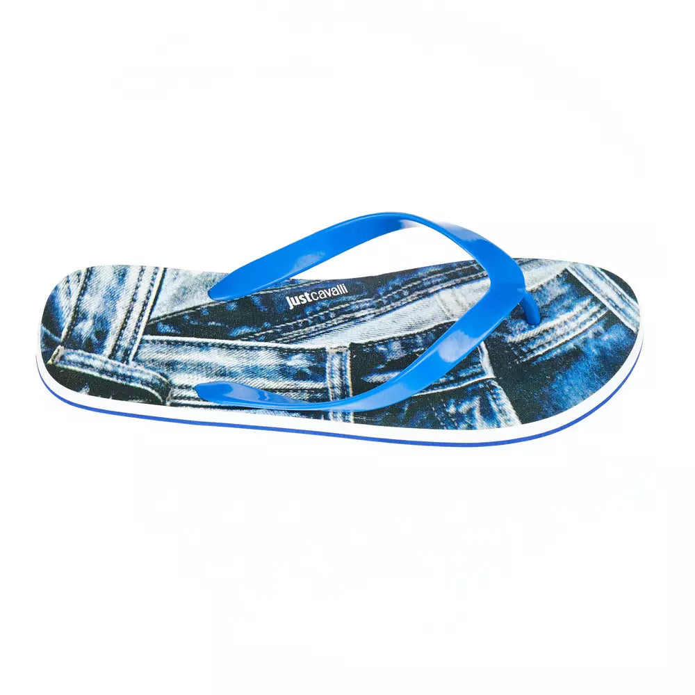 Just Cavalli Light Blue PVC Men Sandal