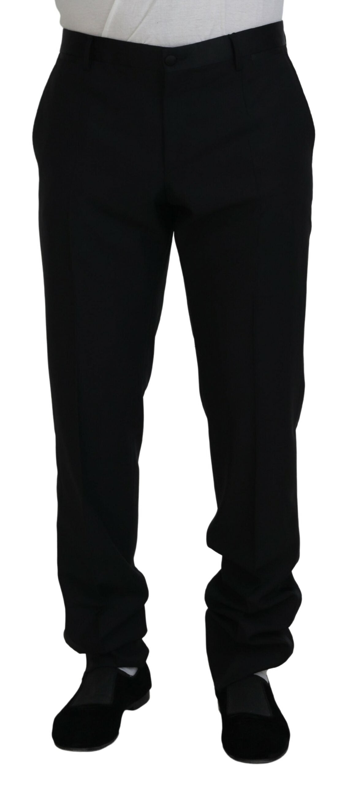 Dolce & Gabbana Elegant Slim Fit Black Dress Trousers - IT54 | XL