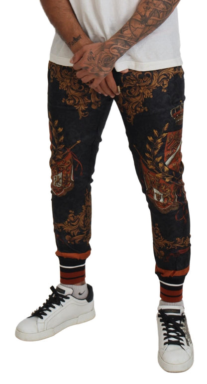 Dolce & Gabbana Baroque Crown Silk Sweatpants