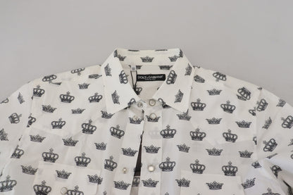 Dolce & Gabbana Slim Fit Crown Print Dress Shirt - IT37 | XS