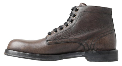 Dolce & Gabbana Elegant Horse Leather Lace-Up Boots - EU42/US9