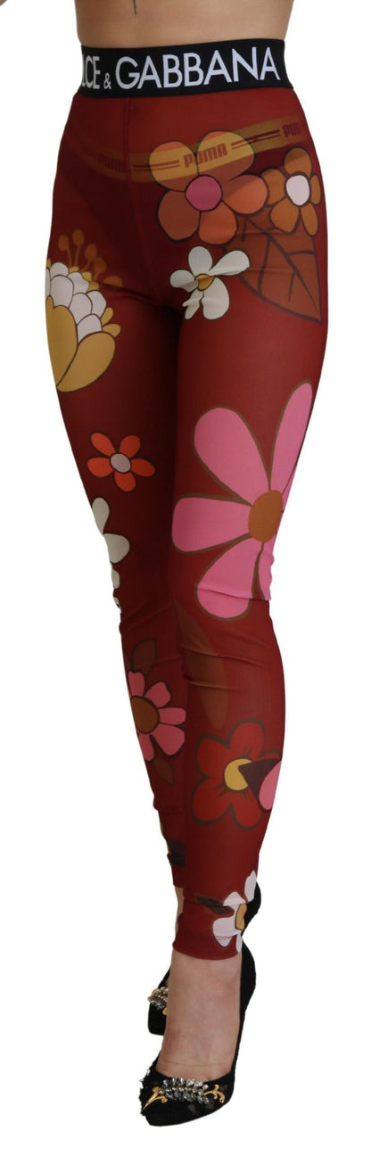 Dolce & Gabbana Floral Red High Waist Leggings - IT38 | XS