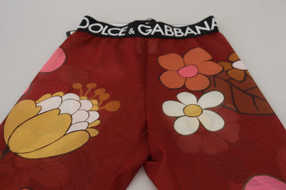 Dolce & Gabbana Floral Red High Waist Leggings - IT38 | XS