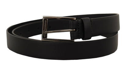 Dolce & Gabbana Elegant Black Leather Belt with Metal Buckle - 90 cm / 36 Inches