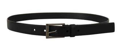 Dolce & Gabbana Elegant Black Leather Belt with Metal Buckle - 90 cm / 36 Inches