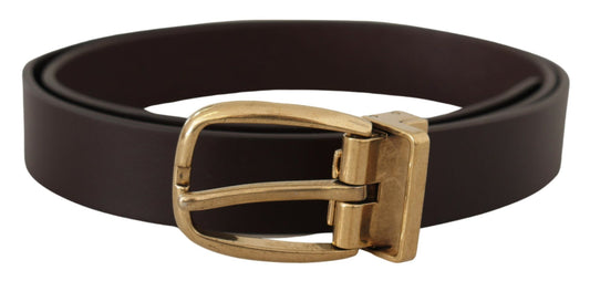 Dolce & Gabbana Elegant Dark Brown Leather Belt - 85 cm / 34 Inches