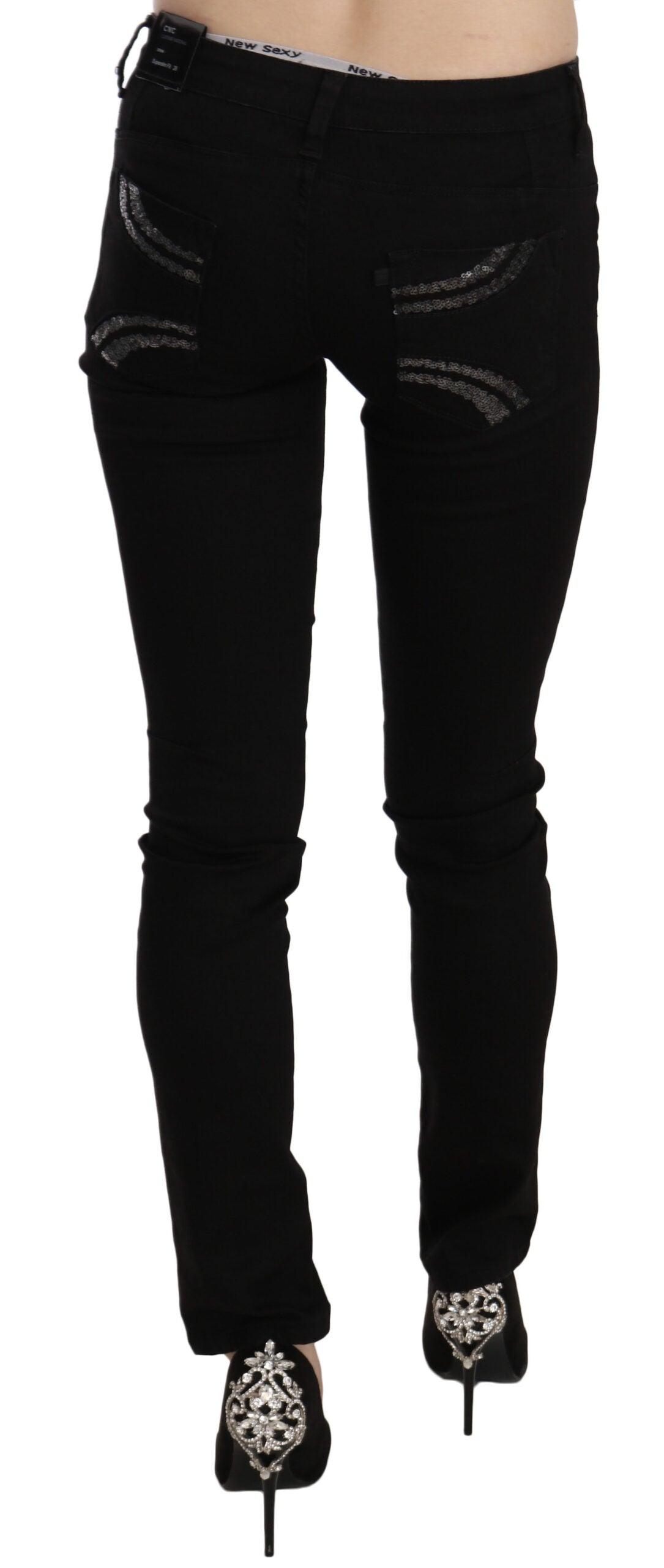 Costume National Elegant Black Mid Waist Slim Fit Jeans - W26