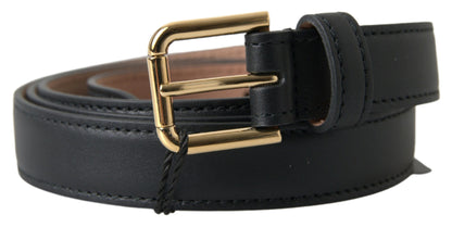 Dolce & Gabbana Elegant Italian Leather Belt with Metal Buckle - 100 cm / 40 Inches