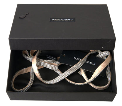 Dolce & Gabbana Elegant Crystal Skinny Silk Bow Belt - 65 cm / 26 Inches