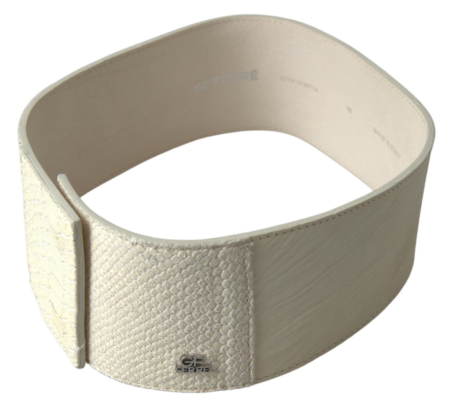 GF Ferre Chic Off White Snap Button Fashion Belt - 70 cm / 28 Inches