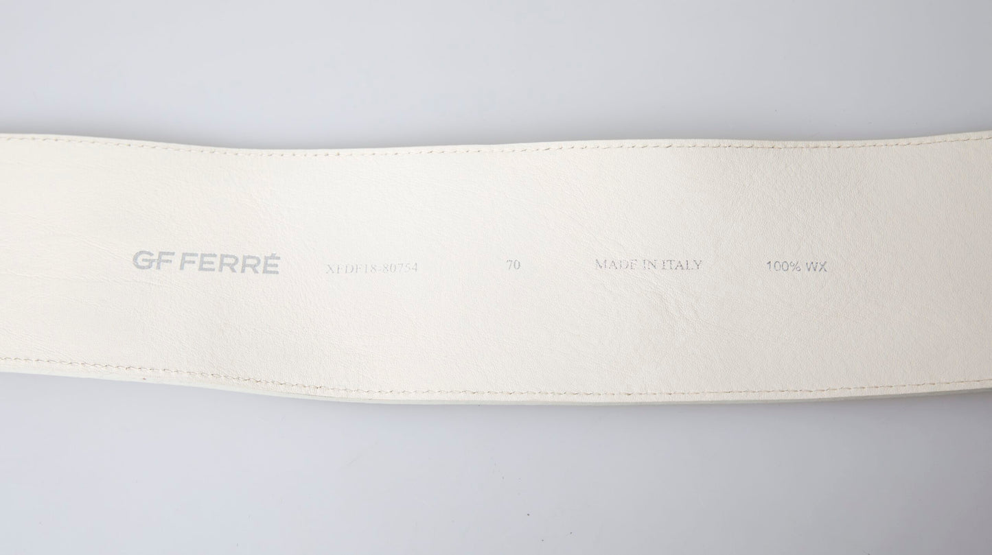 GF Ferre Chic Off White Snap Button Fashion Belt - 70 cm / 28 Inches