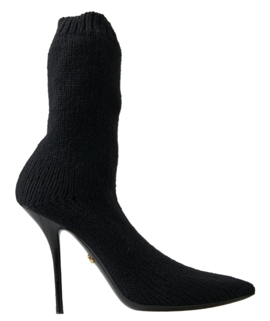 Dolce & Gabbana Elegant Black Viscose Mid-Calf Boots - EU39/US8.5