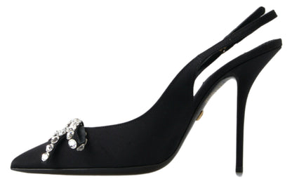 Dolce & Gabbana Embellished Black Slingback Heels Pumps - EU39.5/US9