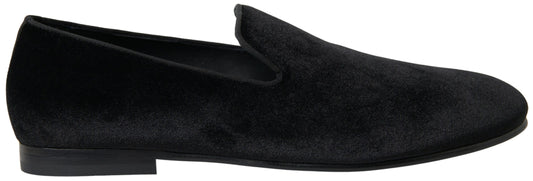 Dolce & Gabbana Elegant Velvet Black Loafers for