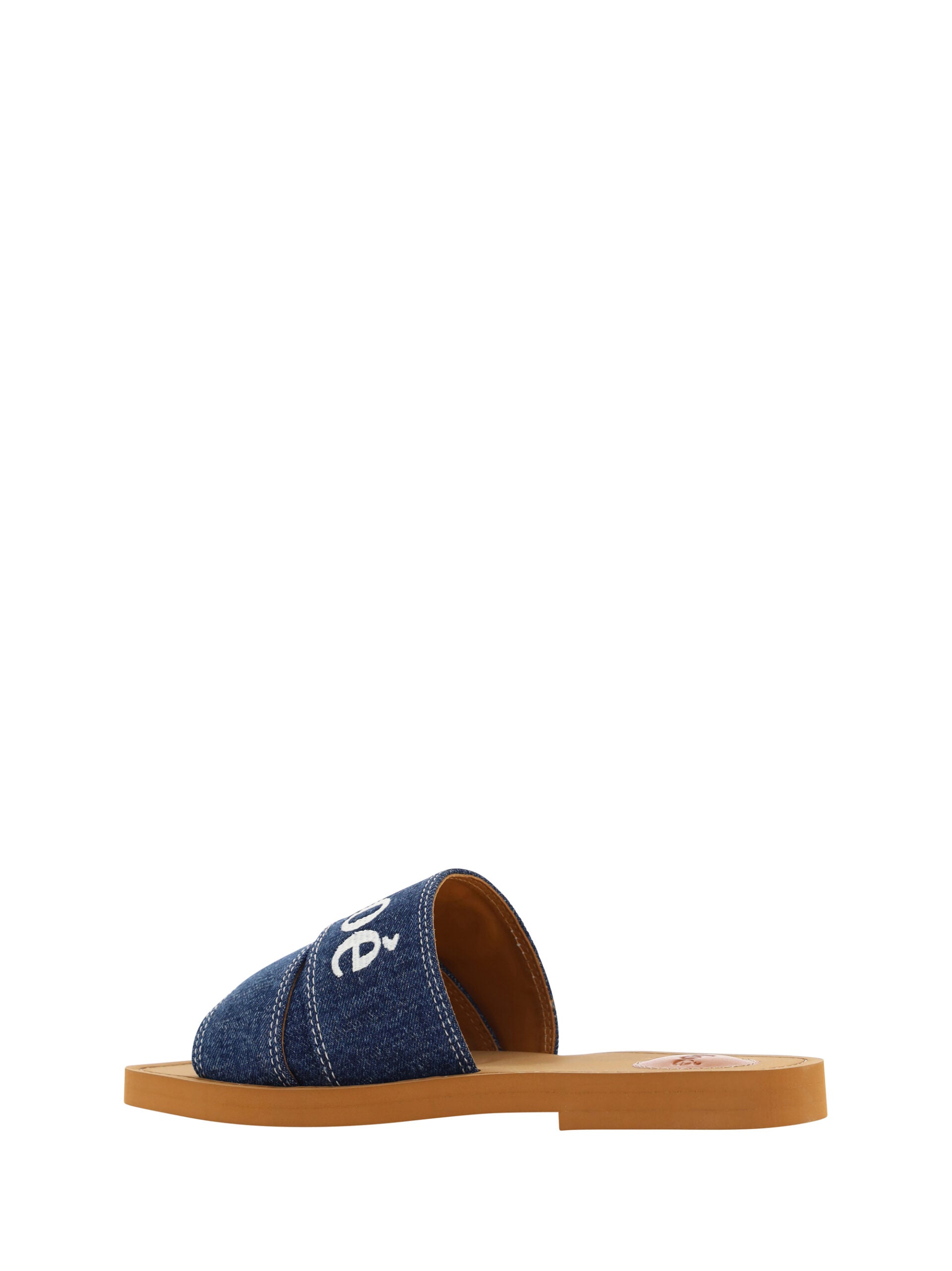 Chloé Sumptuous Cotton Woody Slide Sandals in Denim Blue - EU37/US7