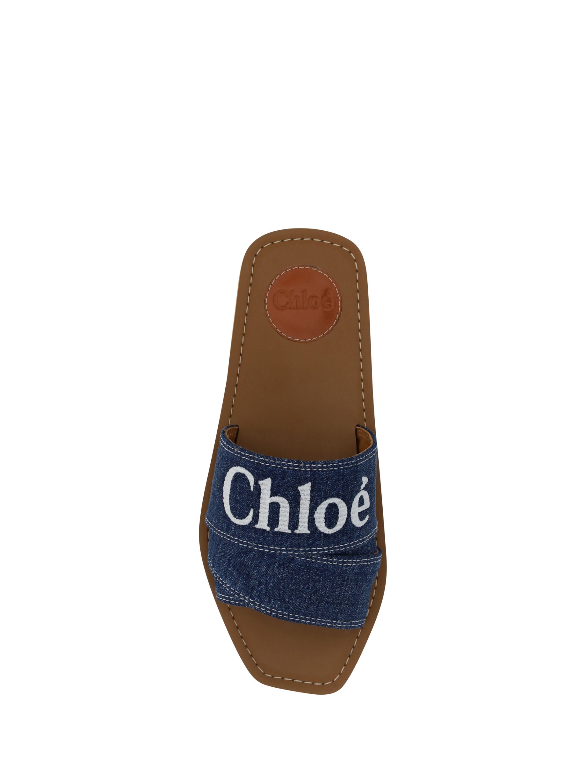 Chloé Sumptuous Cotton Woody Slide Sandals in Denim Blue - EU37/US7