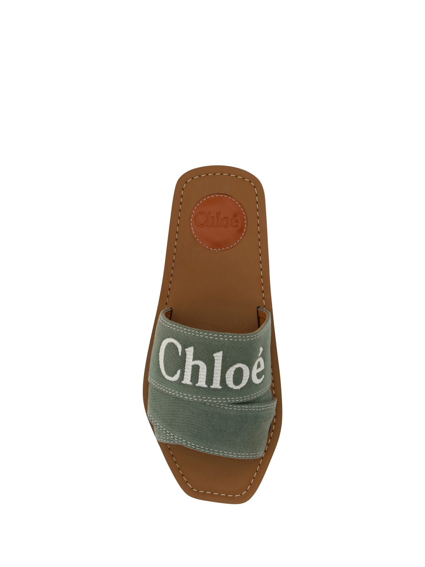 Chloé Elegant Forest Green Cotton Slides - EU36/US6