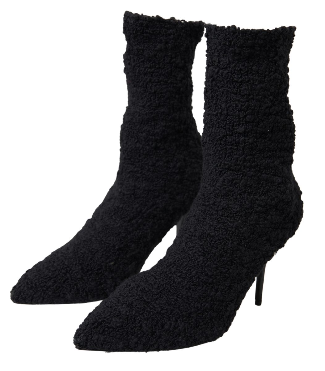 Dolce & Gabbana Elegant Virgin Wool Mid Calf Boots - EU38.5/US8