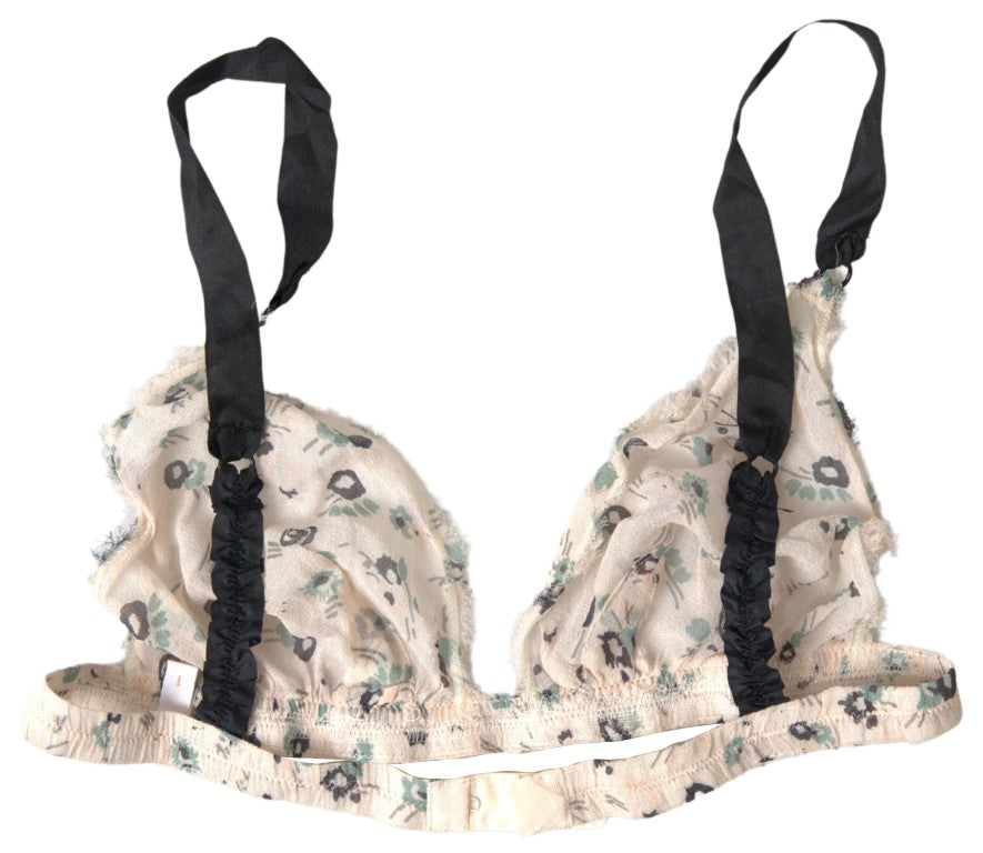 Costume National Elegant Floral Print Beige Bra - IT1 | XS