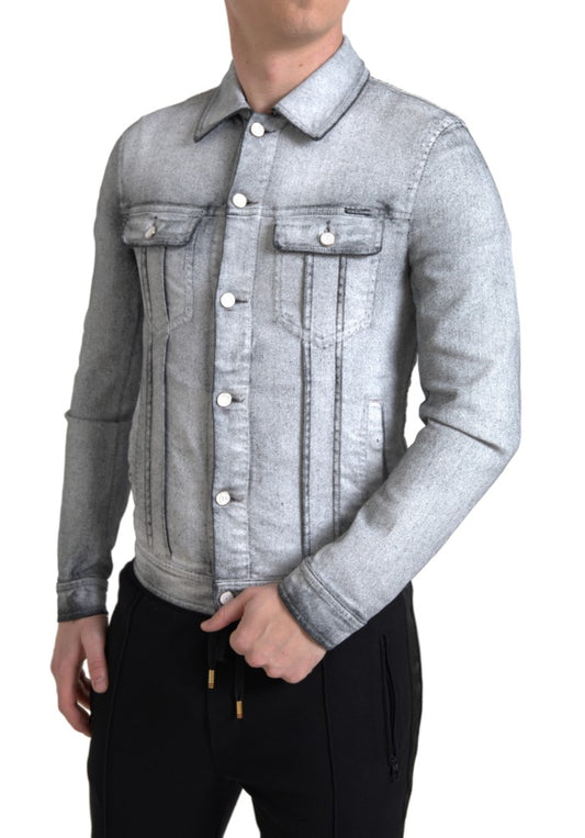 Dolce & Gabbana Elegant Gray Cotton Stretch Denim Jacket - IT48 | M