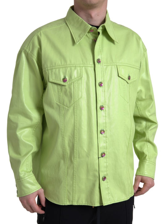 Dolce & Gabbana Elegant Light Green Cotton Button Down Shirt - IT41 | L