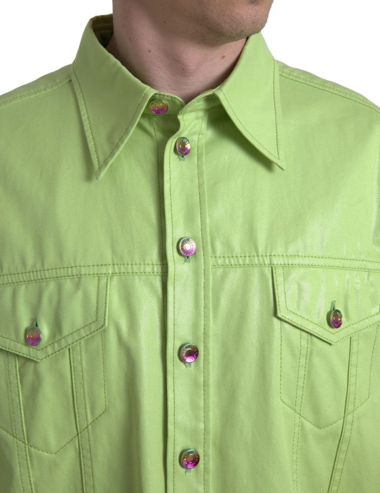 Dolce & Gabbana Elegant Light Green Cotton Button Down Shirt - IT41 | L