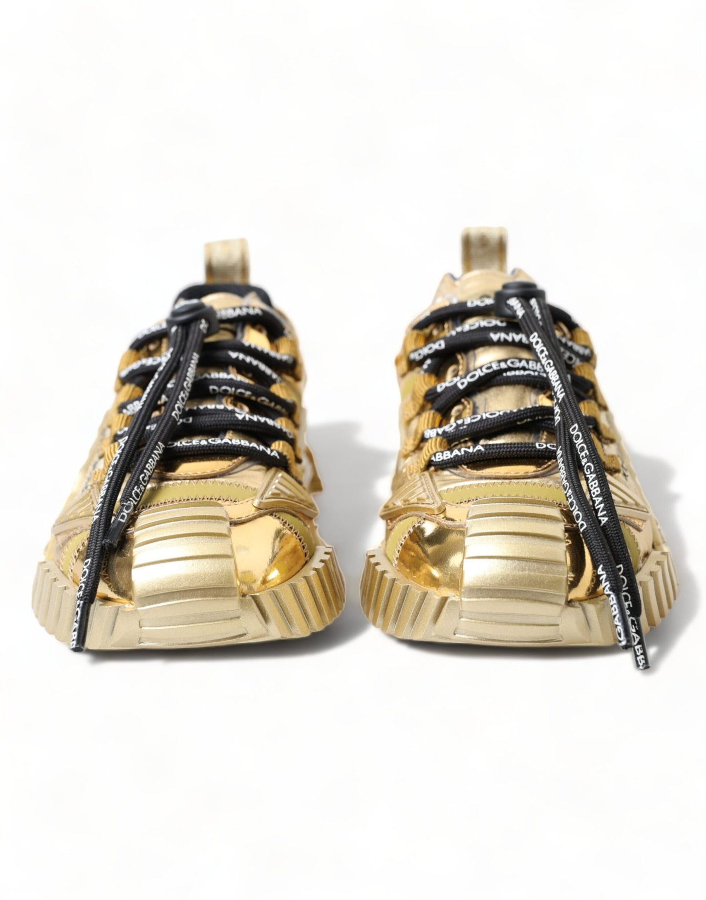 Dolce & Gabbana Gleaming Gold-Toned Luxury Sneakers - EU35/US4.5