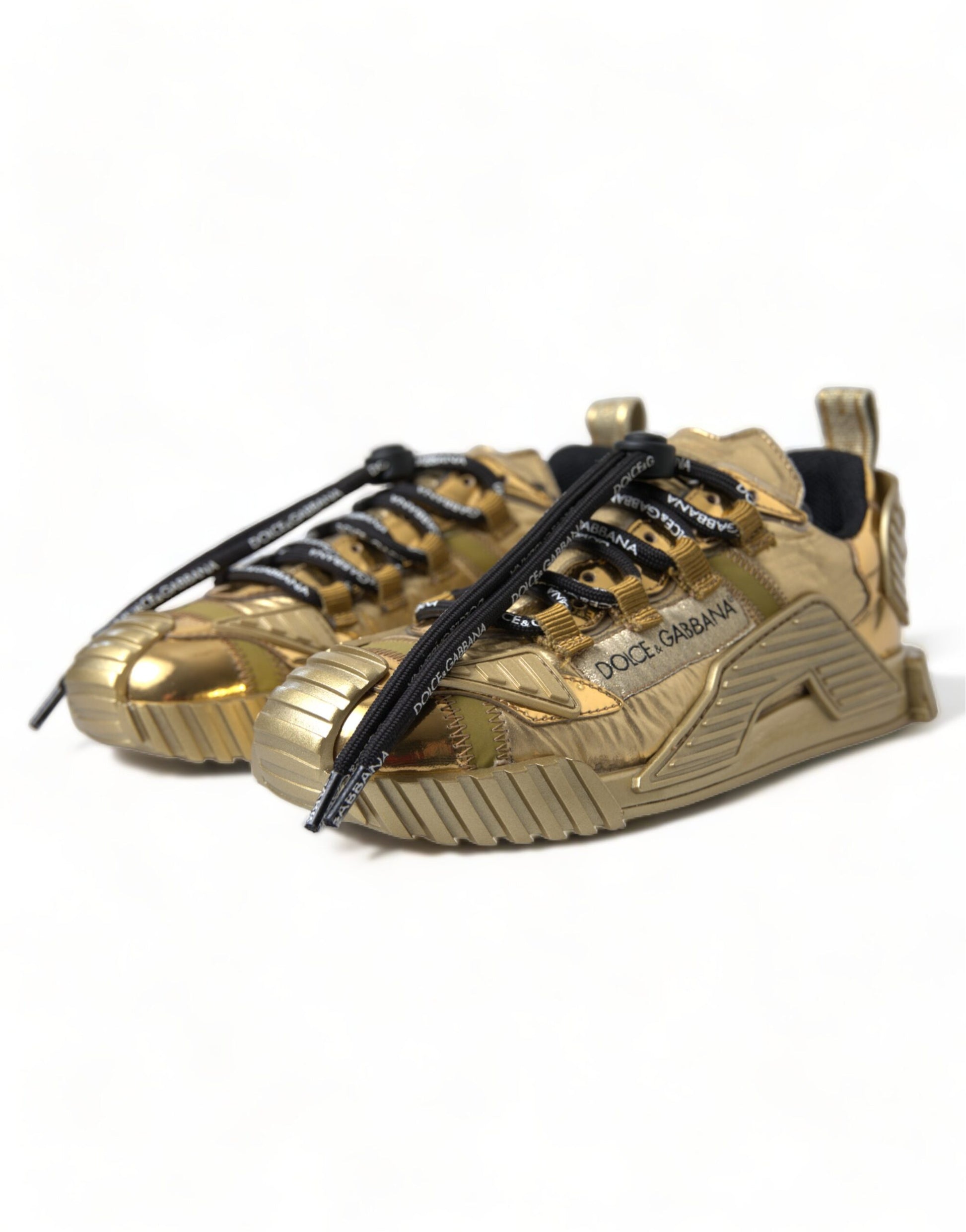 Dolce & Gabbana Gleaming Gold-Toned Luxury Sneakers - EU35/US4.5