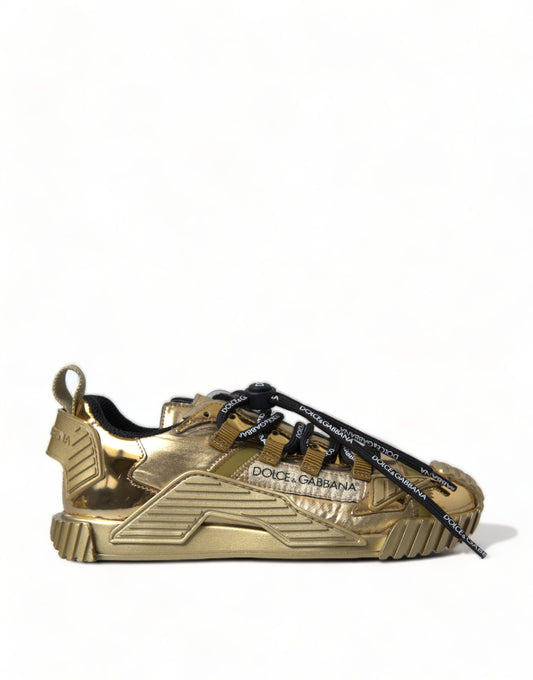 Dolce & Gabbana Gleaming Gold-Toned Luxury Sneakers - EU35/US4.5