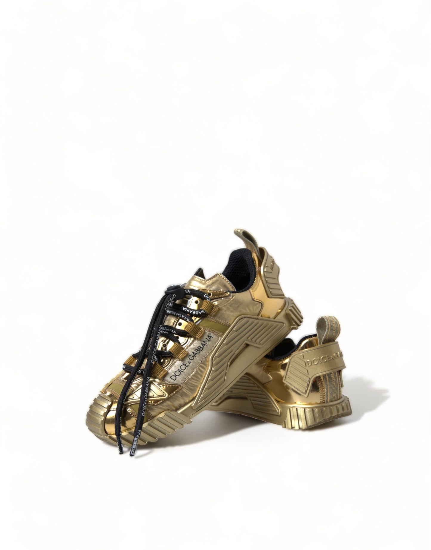 Dolce & Gabbana Gleaming Gold-Toned Luxury Sneakers - EU35/US4.5