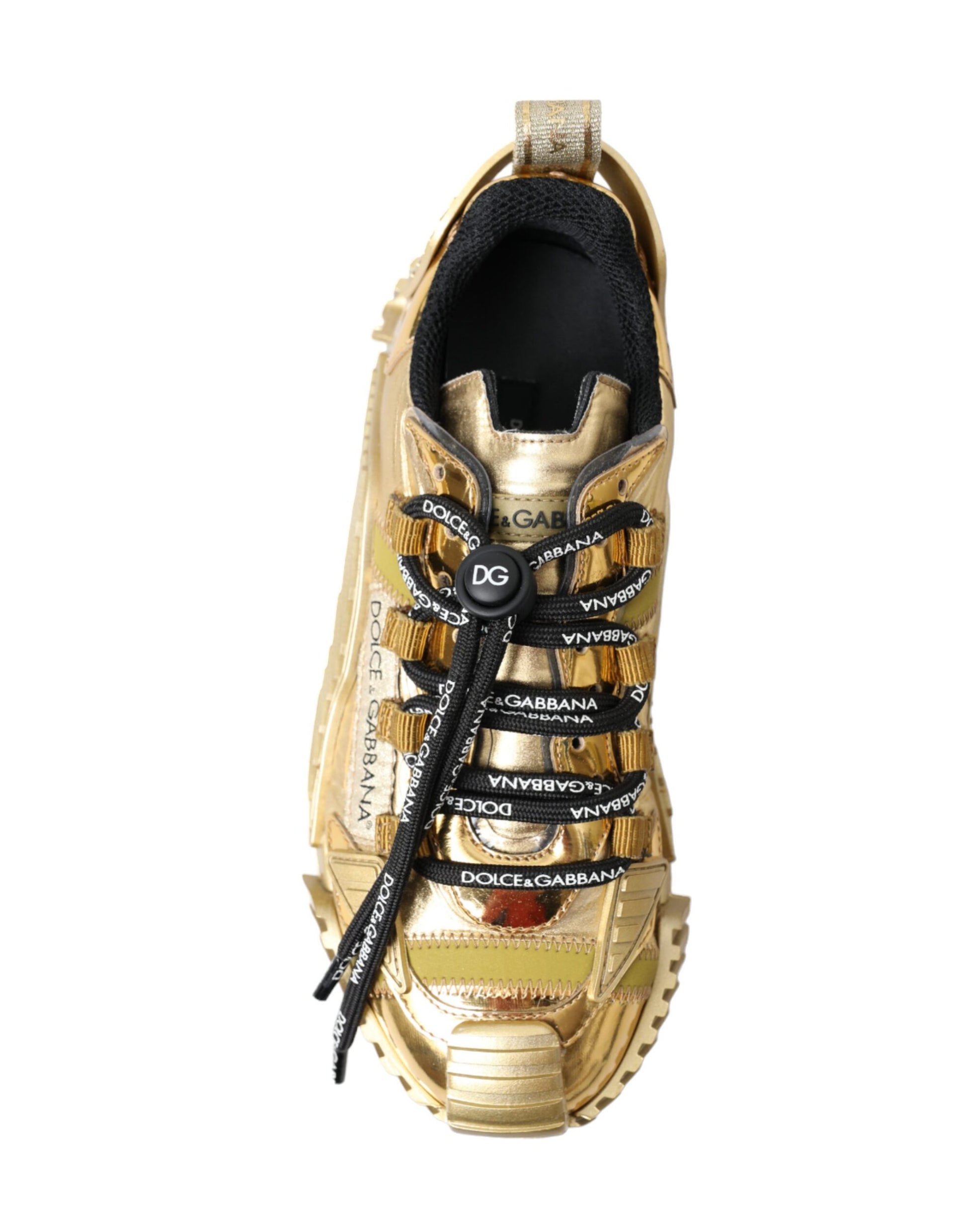 Dolce & Gabbana Gleaming Gold-Toned Luxury Sneakers - EU35/US4.5