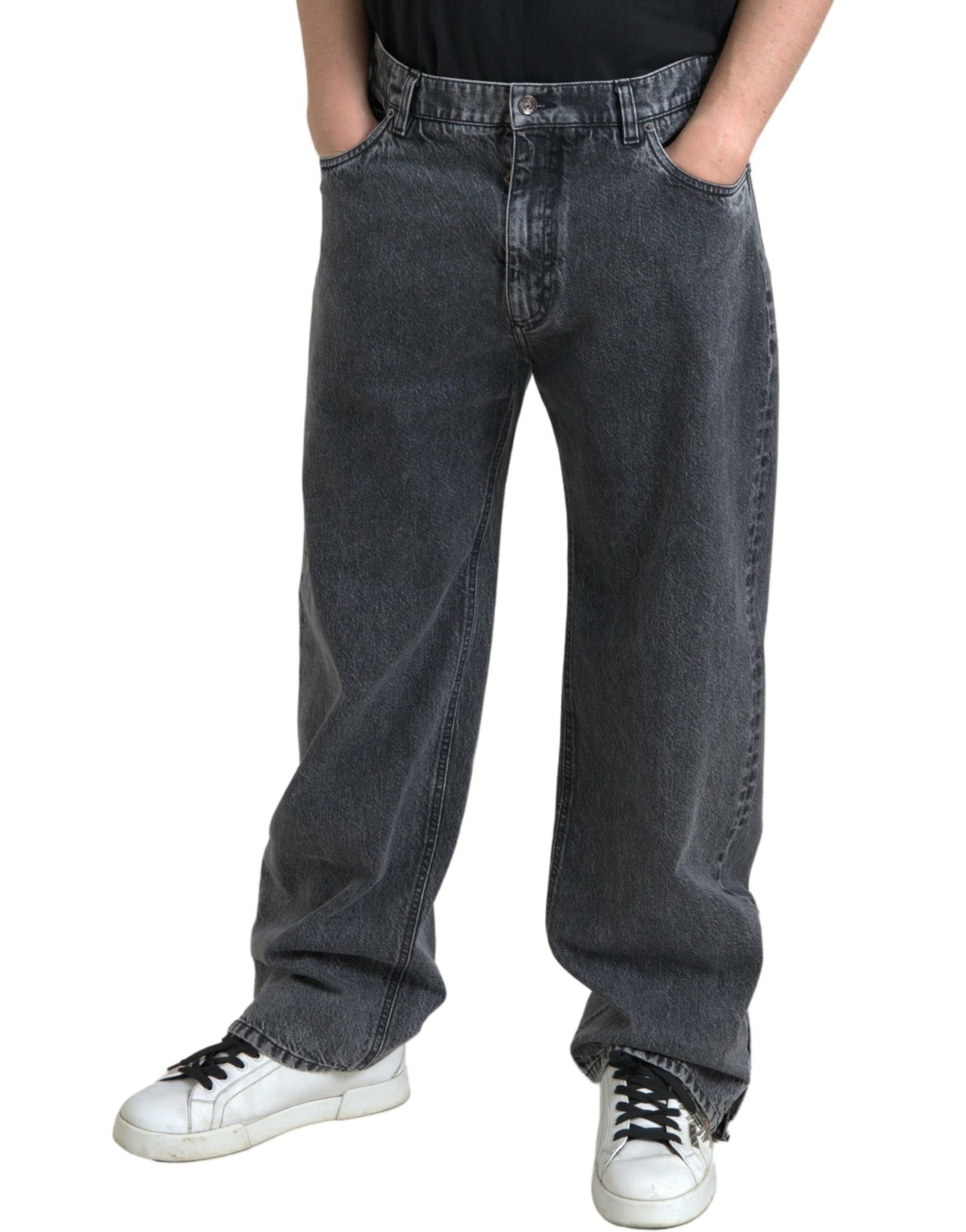 Dolce & Gabbana Elegant Dark Grey Straight Denim Jeans - IT48 | M