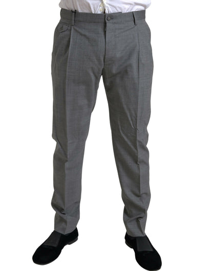 Dolce & Gabbana Elegant Skinny Wool Dress Pants in Grey - IT48 | M