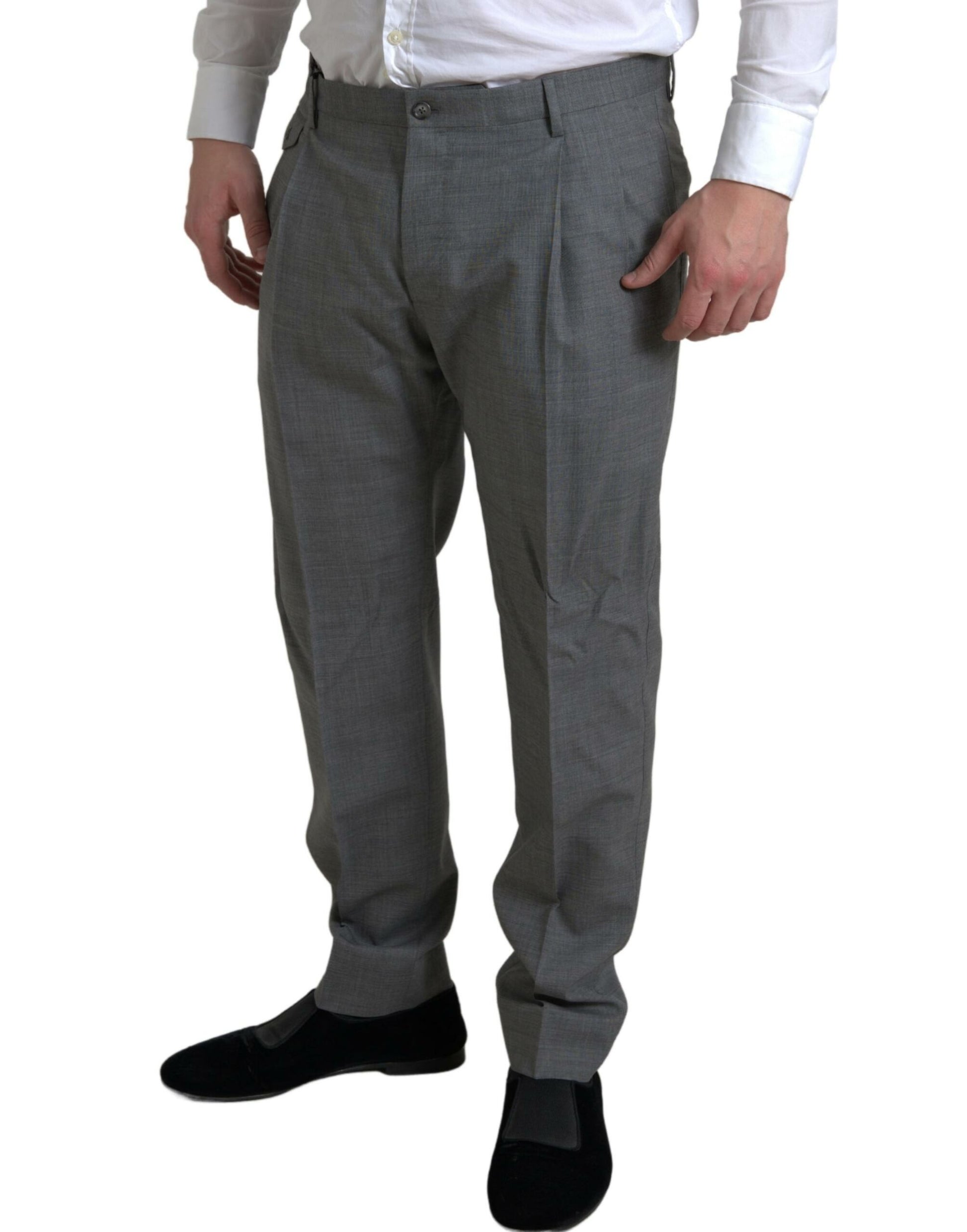 Dolce & Gabbana Elegant Skinny Wool Dress Pants in Grey - IT48 | M