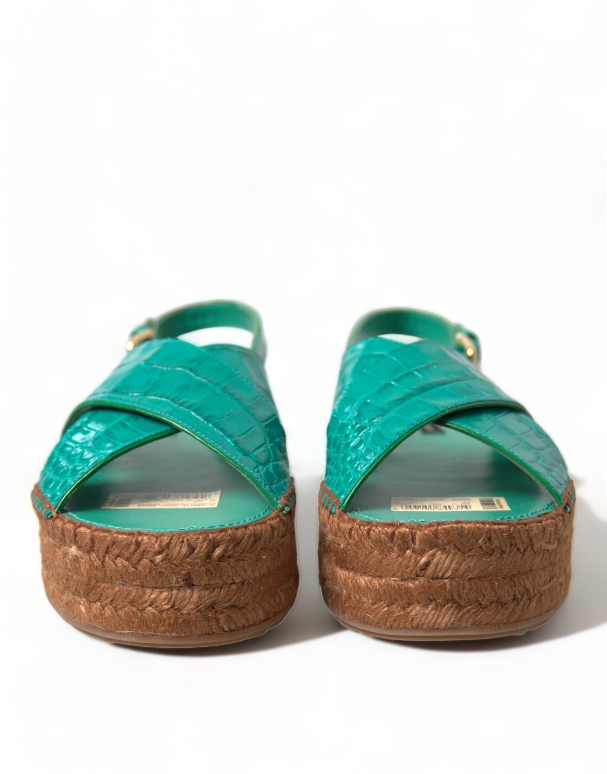 Dolce & Gabbana Elegant Green Espadrille Platform Sandals - EU39/US8.5