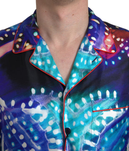 Dolce & Gabbana Psychedelic Print Silk Pajama Shirt - IT40 | M