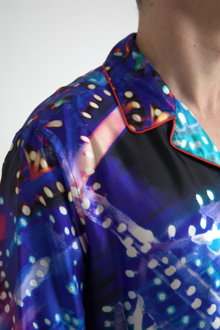 Dolce & Gabbana Psychedelic Print Silk Pajama Shirt - IT40 | M