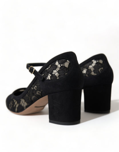 Dolce & Gabbana Elegant Suede Mary Jane Lace Heels - EU36/US5.5