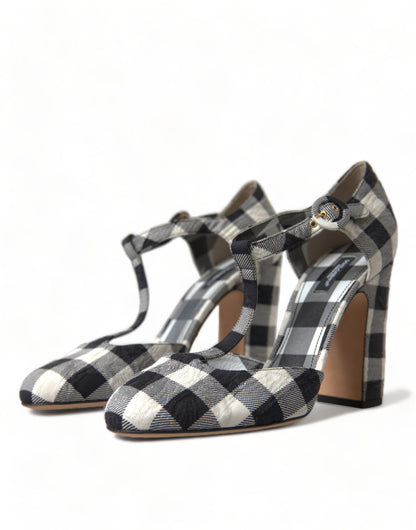 Dolce & Gabbana Chic Gingham T-Strap Pumps: Timeless Mary Jane Heels - EU40/US9.5