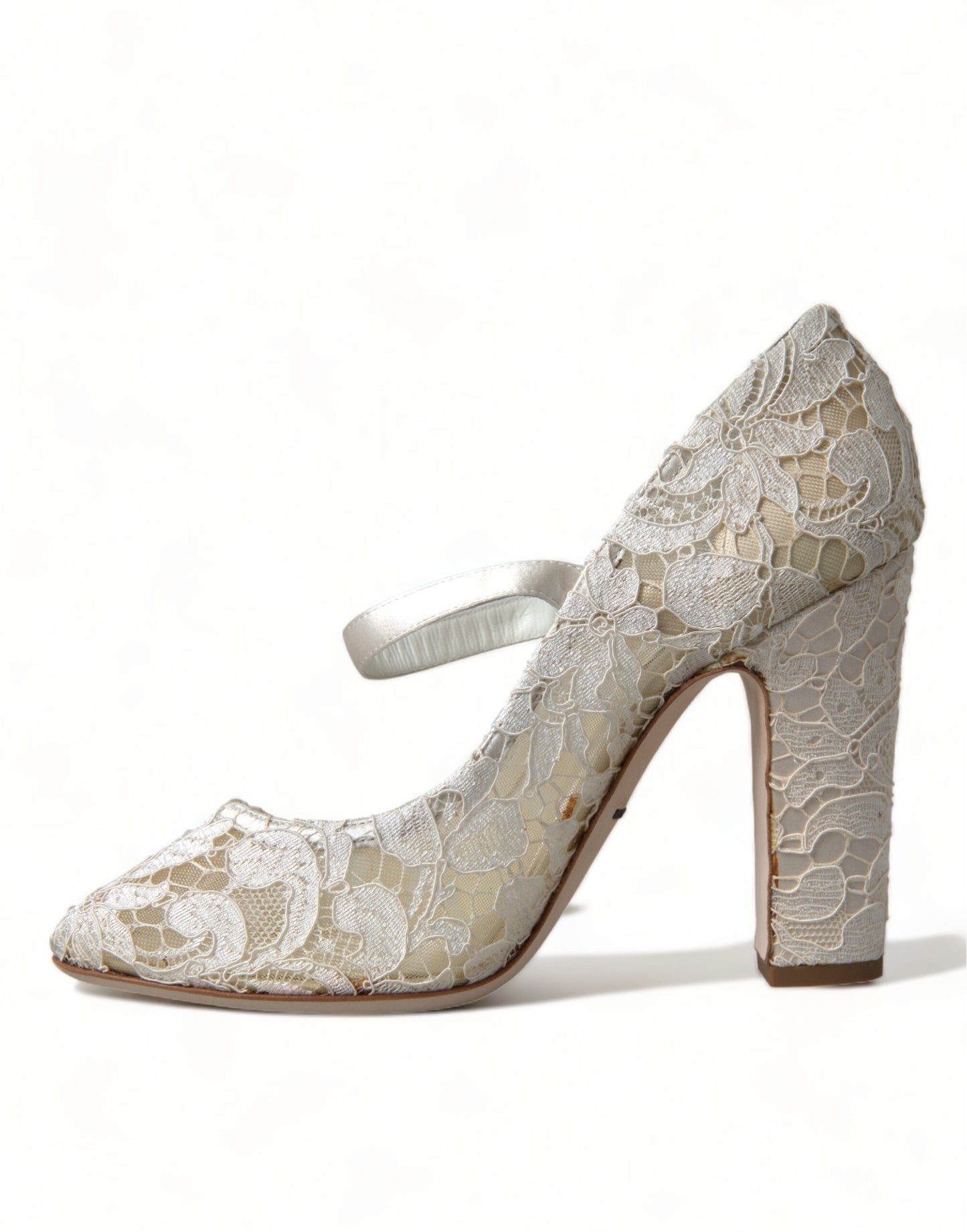 Dolce & Gabbana Chic Lace Block Heels Sandals in Cream White - EU40/US9.5