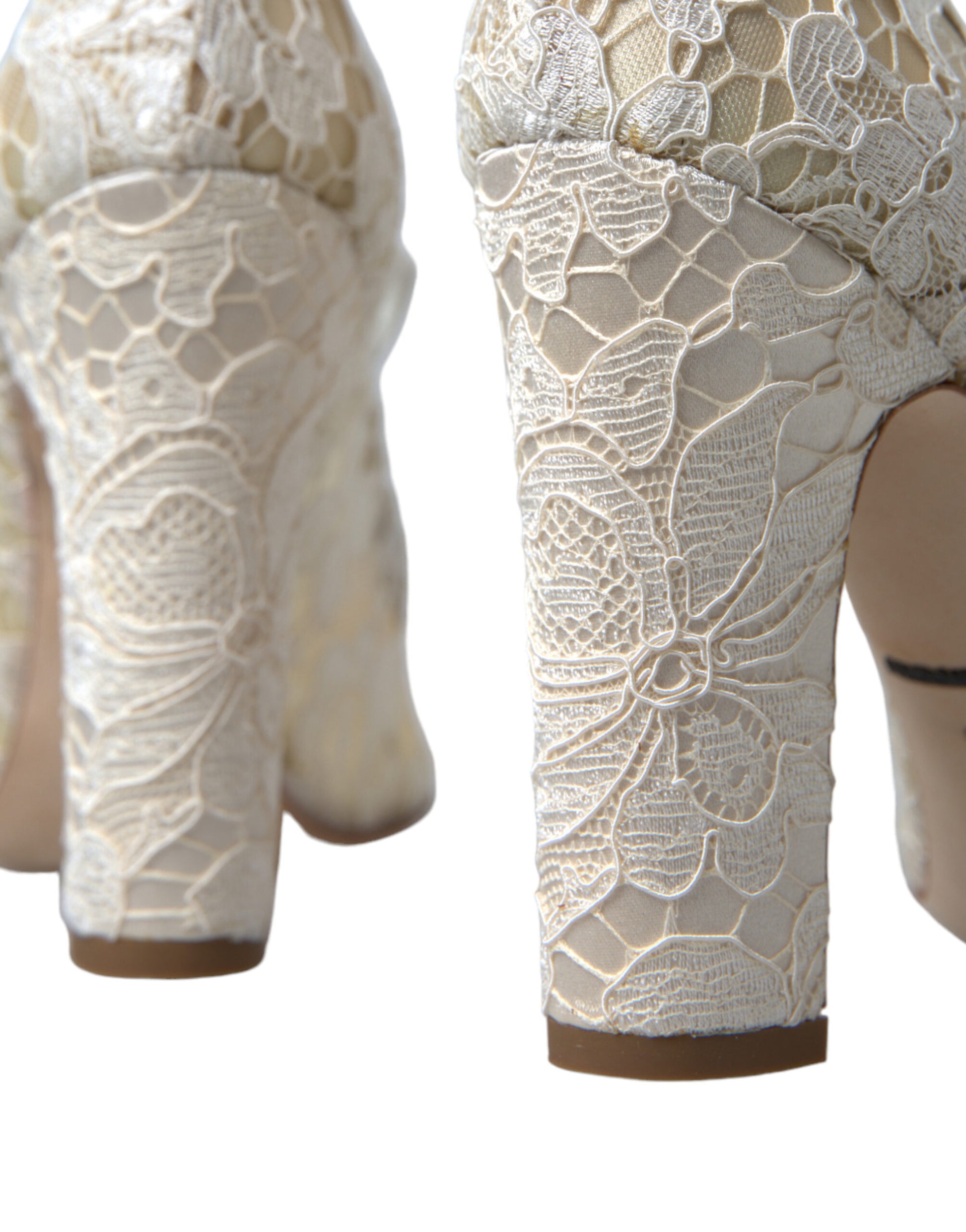 Dolce & Gabbana Chic Lace Block Heels Sandals in Cream White - EU40/US9.5