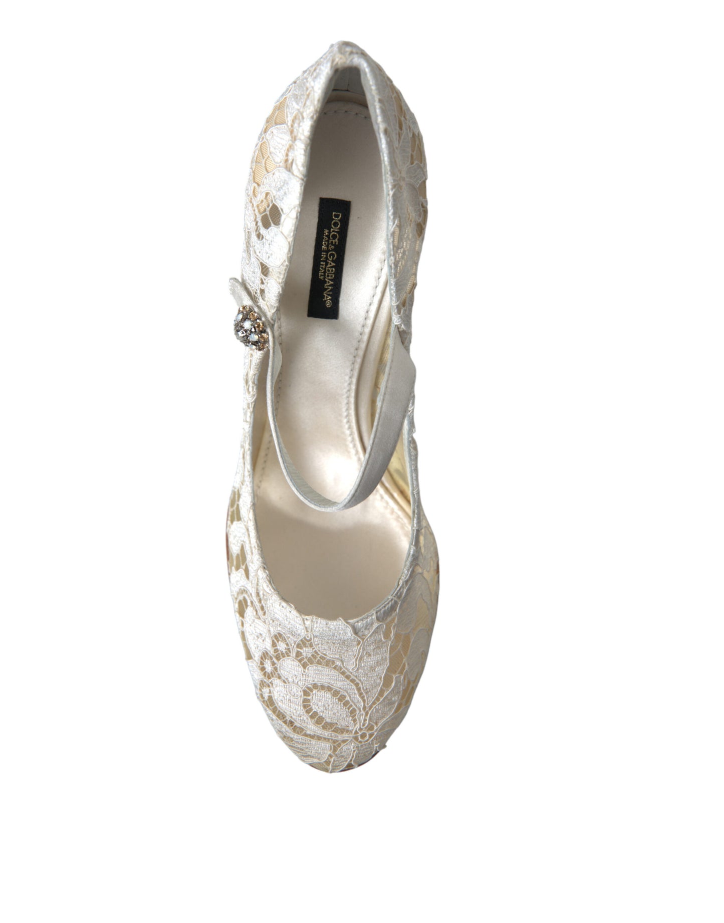 Dolce & Gabbana Chic Lace Block Heels Sandals in Cream White - EU40/US9.5