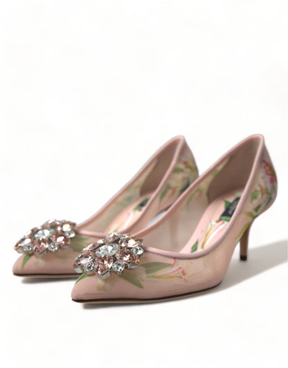 Dolce & Gabbana Elegant Pink Floral Crystal Pumps - EU36/US5.5