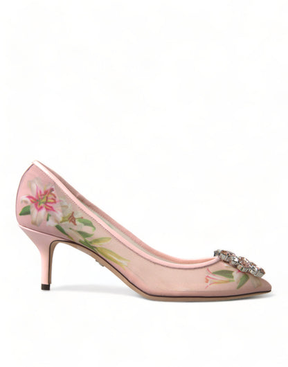 Dolce & Gabbana Elegant Pink Floral Crystal Pumps - EU36/US5.5