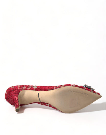 Dolce & Gabbana Radiant Red Lace Heels with Crystals - EU36/US5.5