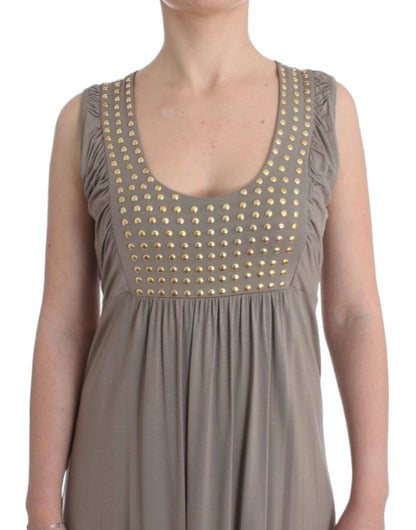 Roccobarocco Studded Sheath Knee-Length Dress in Beige - IT42|M