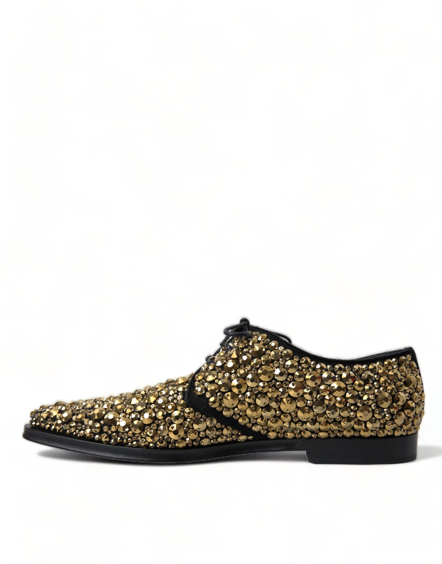 Dolce & Gabbana Elegant Gold Black Suede Derby Dress Shoes - EU43.5/US10.5