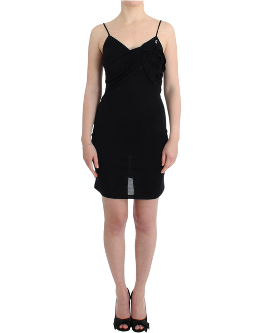 John Galliano Elegant Black Jersey Knee-Length Dress - IT40|S