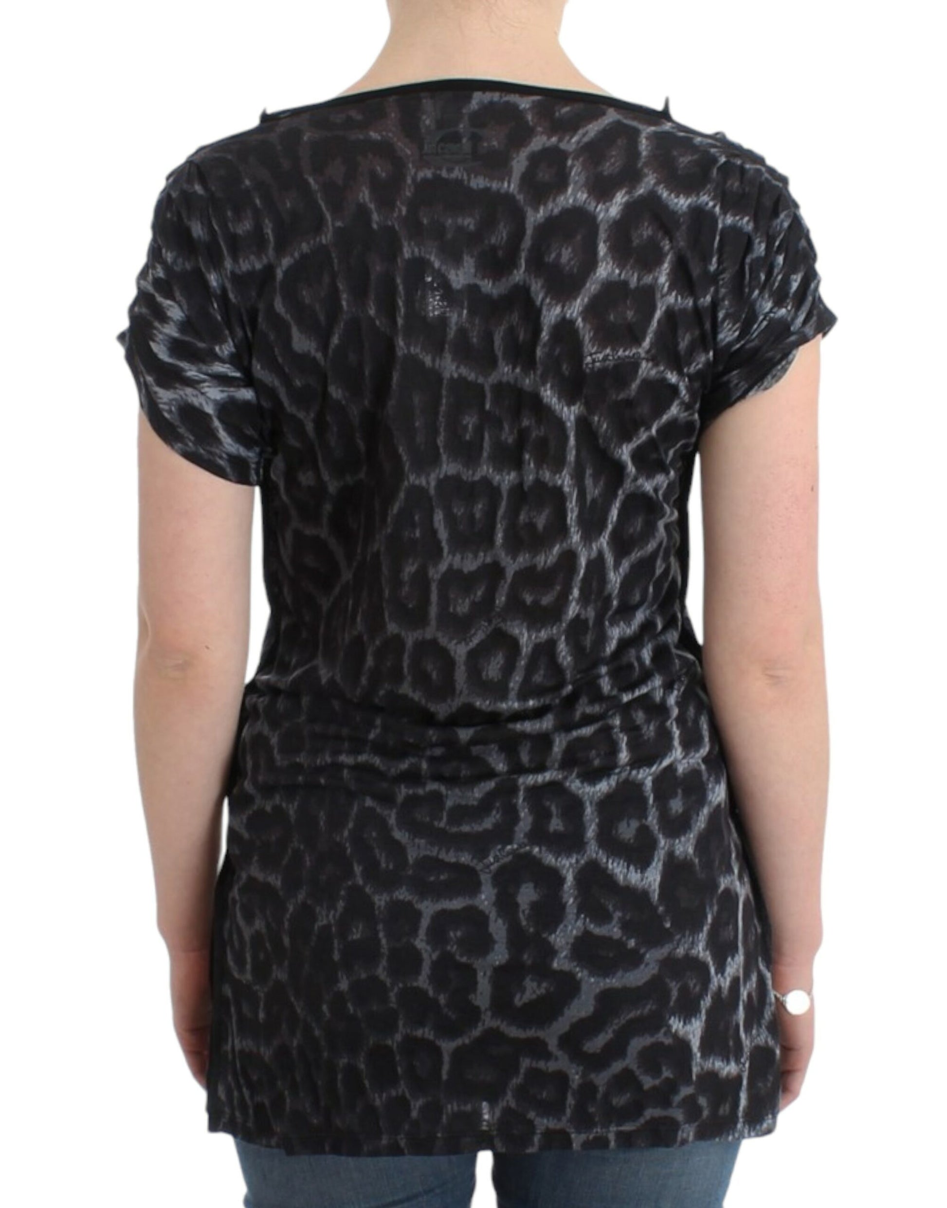 Cavalli Sultry Leopard V-Neck Modal Top - IT46|XL