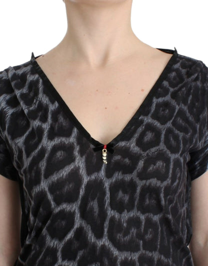 Cavalli Sultry Leopard V-Neck Modal Top - IT46|XL